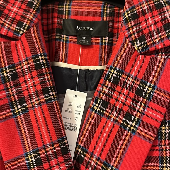 NWT JCrew red plaid holiday suit. Pants are 6p, jacket is 4p - Picture 2 of 15